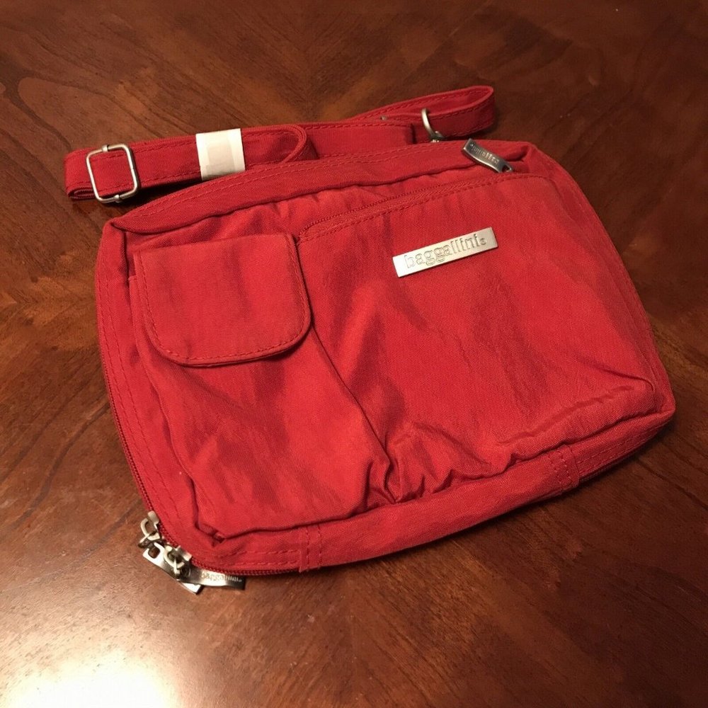 NEW Baggallini Red Nylon Crossbody Travel Bag Purse With Adjustable Strap